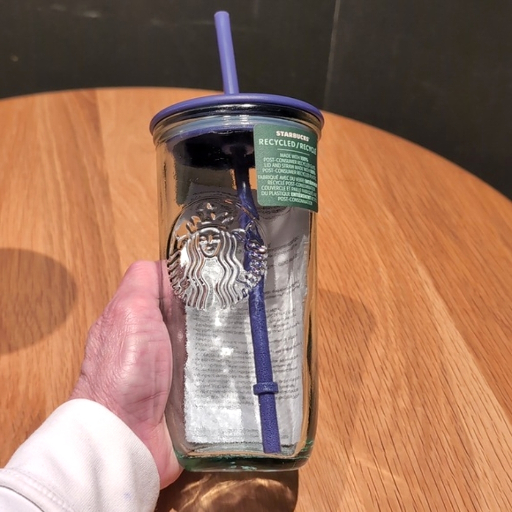 ♻️ Starbucks 2025 Recycled 💜 PURPLE Top Glass Triangle Cold Cup - Picture 6 of 6